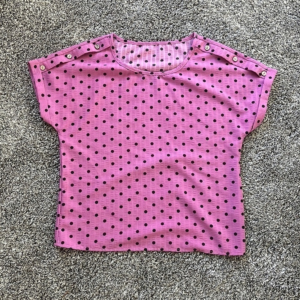 Plum Blouse With Black Polka Dot Size Small